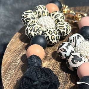 Colorful Tassel Keychain: Brown & Black Animal Print